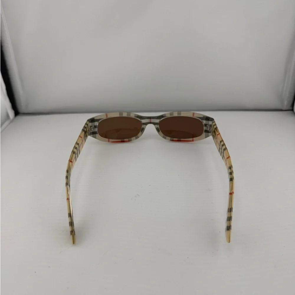 Burberry Beige Tartan Check Sunglasses with Brown Lenses - Picture 9 of 10